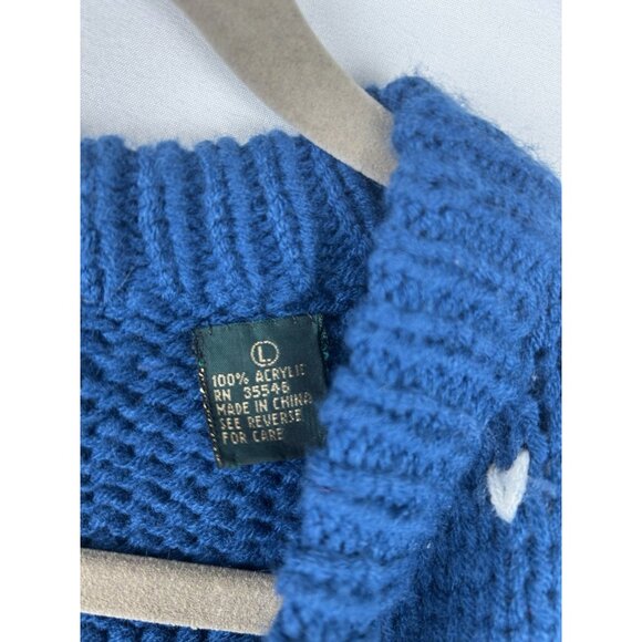 VINTAGE HAND KNIT GREATLAND APPAREL LARGE BLUE POLAR BEAR PULLOVER SWEATER - Picture 3 of 12